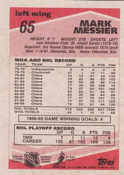 1989-90 Topps #65 Mark Messier Back