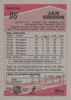 1989-90 Topps #96 Jan Erixon Back