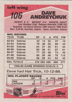1989-90 Topps #106 Dave Andreychuk Back