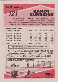 1989-90 Topps #121 Randy Burridge Back