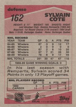 1989-90 Topps #162 Sylvain Cote Back