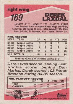 1989-90 Topps #169 Derek Laxdal Back