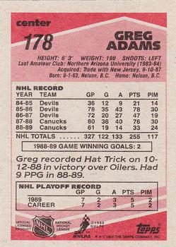 1989-90 Topps #178 Greg Adams Back