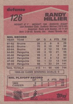 1989-90 Topps #126 Randy Hillier Back