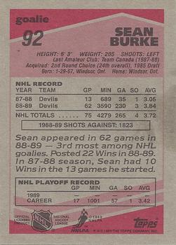 1989-90 Topps #92 Sean Burke Back