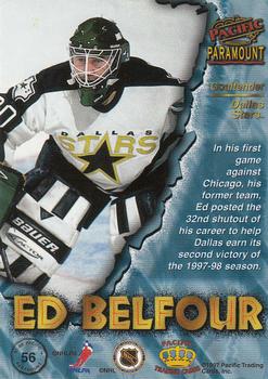 1997-98 Pacific Paramount - Ice Blue #56 Ed Belfour Back