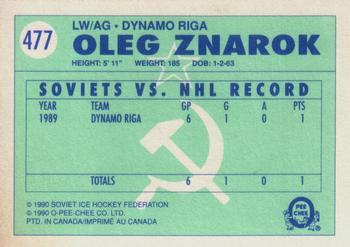 1990-91 O-Pee-Chee #477 Oleg Znarok Back