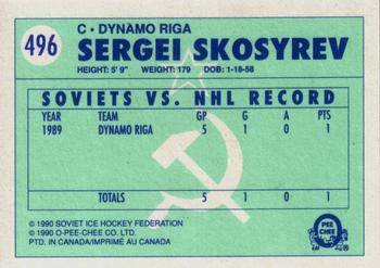 1990-91 O-Pee-Chee #496 Sergei Skosyrev Back
