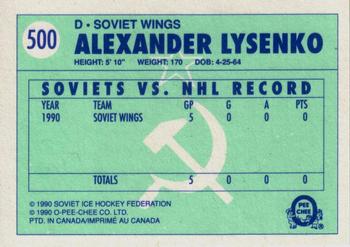1990-91 O-Pee-Chee #500 Alexander Lysenko Back