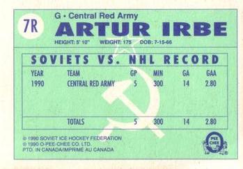 1990-91 O-Pee-Chee - Central Red Army #7R Arturs Irbe Back