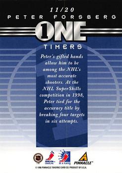 1997-98 Pinnacle Be a Player - One Timers #11 Peter Forsberg Back