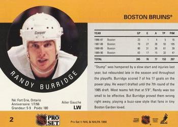 1990-91 Pro Set #2 Randy Burridge Back