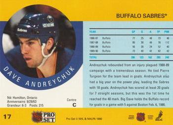 1990-91 Pro Set #17 Dave Andreychuk Back