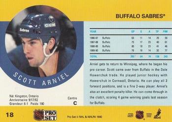 1990-91 Pro Set #18 Scott Arniel Back