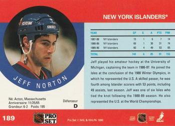 1990-91 Pro Set #189 Jeff Norton Back