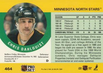 1990-91 Pro Set #464 Chris Dahlquist Back