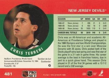 1990-91 Pro Set #481 Chris Terreri Back