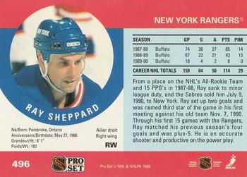 1990-91 Pro Set #496 Ray Sheppard Back