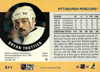 1990-91 Pro Set #511 Bryan Trottier Back