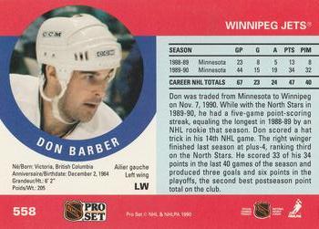 1990-91 Pro Set #558 Don Barber Back