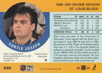 1990-91 Pro Set #638 Curtis Joseph Back
