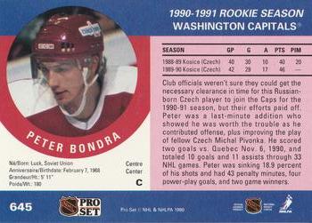 1990-91 Pro Set #645 Peter Bondra Back