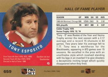 1990-91 Pro Set #659 Tony Esposito Back