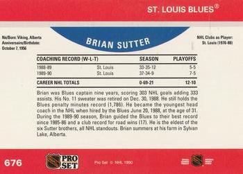 1990-91 Pro Set #676 Brian Sutter Back