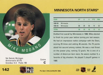 1990-91 Pro Set #142 Mike Modano Back