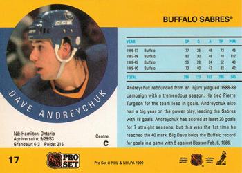 1990-91 Pro Set #17 Dave Andreychuk Back