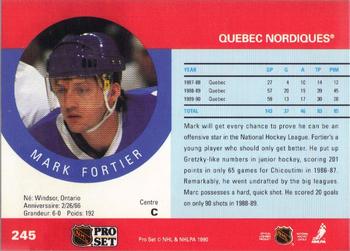 1990-91 Pro Set #245 Marc Fortier Back