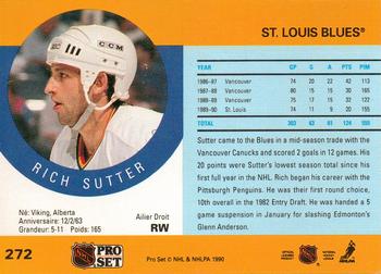 1990-91 Pro Set #272 Rich Sutter Back