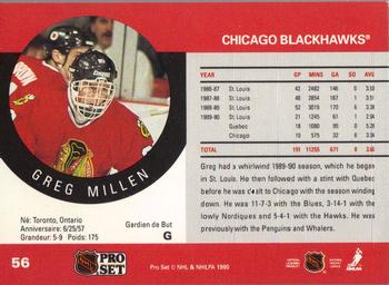 1990-91 Pro Set #56 Greg Millen Back