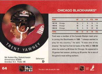 1990-91 Pro Set #64 Trent Yawney Back