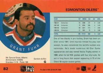1990-91 Pro Set #82 Grant Fuhr Back