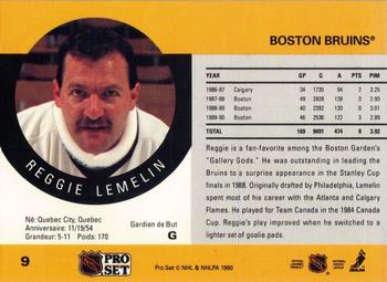 1990-91 Pro Set #9 Reggie Lemelin Back