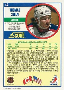 1990-91 Score American #14 Thomas Steen Back