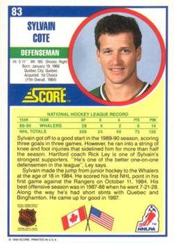 1990-91 Score American #83 Sylvain Cote Back