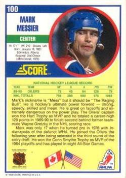 1990-91 Score American #100 Mark Messier Back