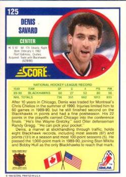 1990-91 Score American #125 Denis Savard Back