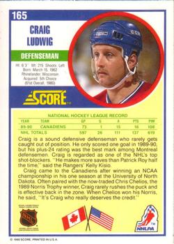 1990-91 Score American #165 Craig Ludwig Back