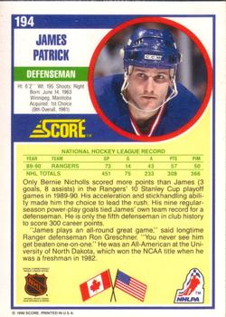 1990-91 Score American #194 James Patrick Back