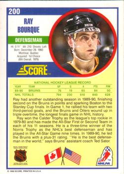 1990-91 Score American #200 Ray Bourque Back