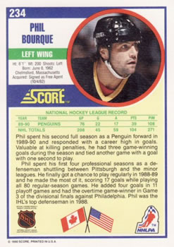 1990-91 Score American #234 Phil Bourque Back