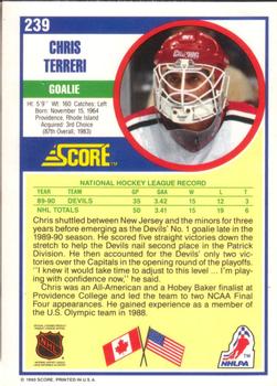 1990-91 Score American #239 Chris Terreri Back