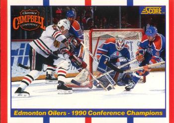 1990-91 Score American #369 Edmonton Oilers 1990 Conference Champions Front