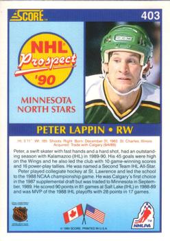 1990-91 Score American #403 Peter Lappin Back