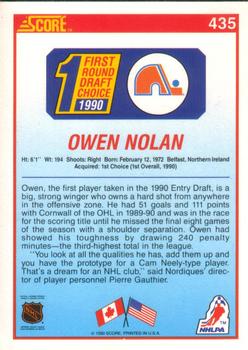 1990-91 Score American #435 Owen Nolan Back