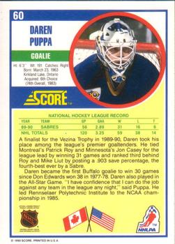 1990-91 Score American #60 Daren Puppa Back