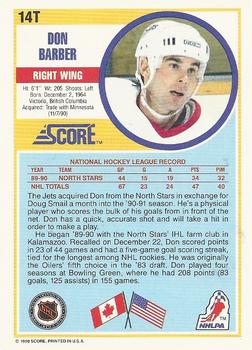 1990-91 Score Rookie and Traded #14T Don Barber Back